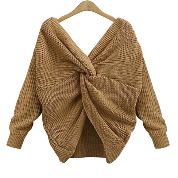 V neck sweater with a twisted back jumper - Picture 6 of 8